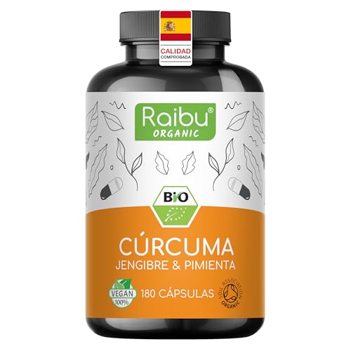 Curcuma en capsulas, 1500mg cúrcuma jengibre y pimienta negra - 180 cápsulas de cúrcuma veganas de alta resistencia - curcuma con pimienta negra, certificación ecológica, probada en laboratorio