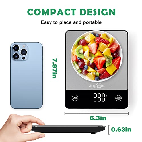 Joyhill Food Scale, 22Lb Digital Kitchen Scale Food Ounces And Grams For Weight Loss, Baking And Cooking, Premium Stainless Steel Food Weight Scale With Led Display, Batteries Included, Silver #TOP5