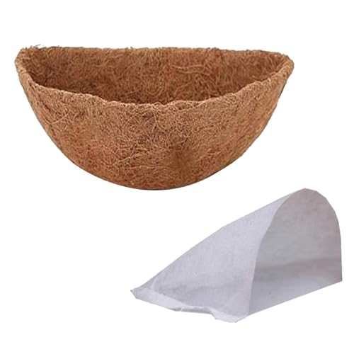 Lueear Natürliche Kokosfaser-Einlagen, Kokos-Hängekorb-Einlagen, Kokosfaser-Pflanzgefäß-Einlage, halbkreisförmige Wand-Hängekorb-Kokos-Einlage, Wand-Pflanzgefäß-Ersatzeinlagen