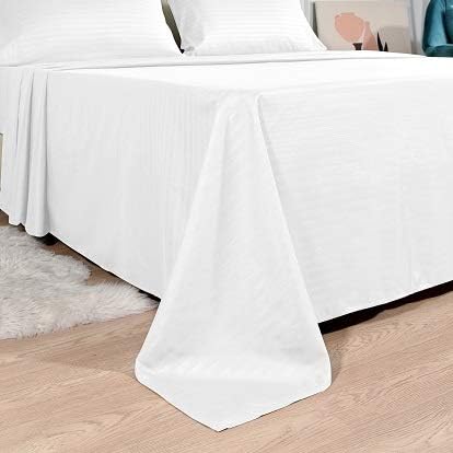 JÁCLER Queen 4 Piece Sheet Set- Microfiber Bedding - Bed Sheets - Extra Soft - Easy Fit - Breathable & Cooling Sheets - Comfy, Wrinkle, Fade - Stain Resistant– Stripe White