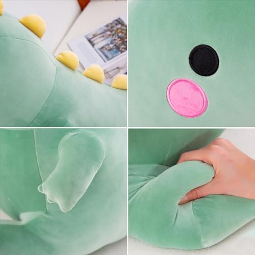 Zaloife Kuscheltier Dinosaurier Grün, Plüschtier Dino 25 cm, Stofftier Dinosaurier, Plüsch Dino Kissen Puppe Geschenk für Fans Kinder