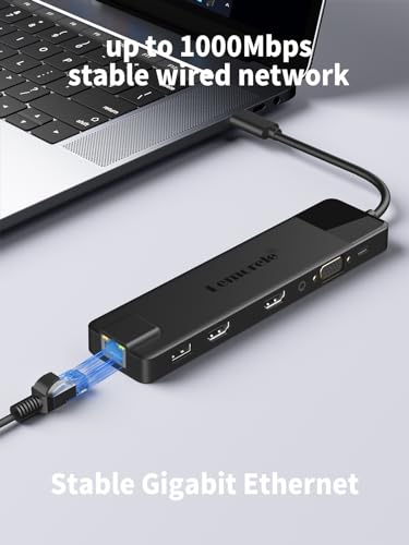 Image of Lemorele 13 in 1 USB C Docking Station Dual Monitor,Laptop Dock USB C Hub Multiport Adapter Triple Monitor to 2HDMI 4K,RJ45,VGA,4 USB 3.0,PD,SD /TF,3.5MM for Lenovo,Surface,MacBook Laptops