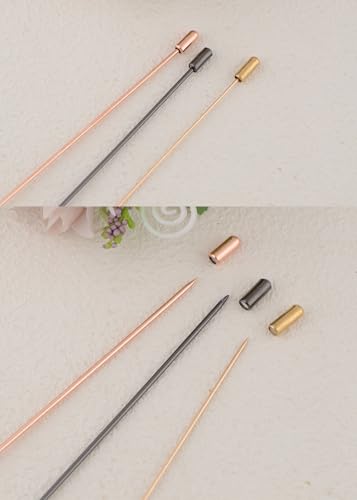 Image of Alilang Magic Lamp Pearl Lady Camo Rose Heart Rhinestones 3Pcs Vintage Long Handle Hat and Lapel Pins with Flexible Bendable Design