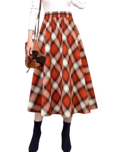 IDEALSANXUN Fall Skirts for Women 2025 High Waisted A Line Pleated Maxi...