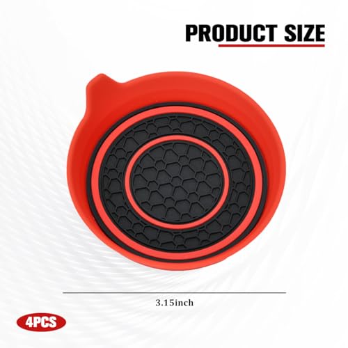 Portavasos para carro en silicona, 4 piezas, rojo miniatura 2