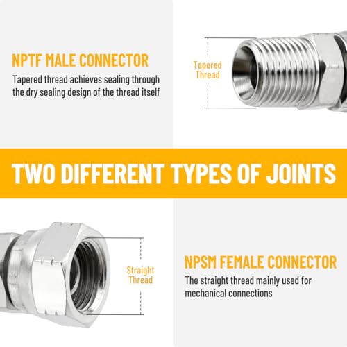 Image of 10 Pack Hydraulic Hose Fittings: 1 /2 inch NPSM Female x 1 /2 inch NPTF Male Thread, Hydraulic End Connector Swivel Fitting Kits with Protection Cover
