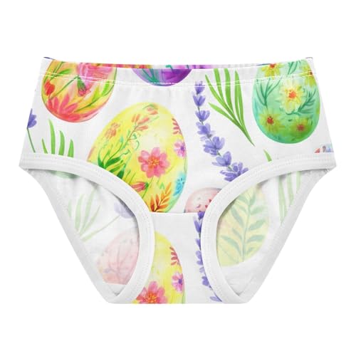 Toddler Underwear Floral 2t Cotton Panties for Girl Artistic Underpants Briefs Colorful Floral Easter Eggs White