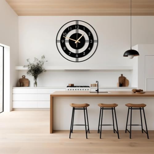Image of Stylish Metal Analog Wall Clock for Living Room, Bedroom, Office, Kitchen, Home and Hall | Antique Fancy Big Size Modern Wall Watch for Home Decor (DA-184, 60CM)