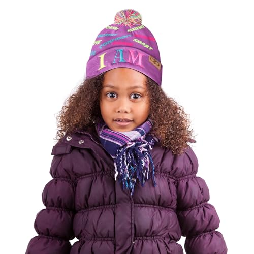 Motivational Satin Lined Beanie for Baby, Toddler, Kids, Girls, and Boys. Warm Kids Outdoor Winter Hat, Pom Pom Beanies4