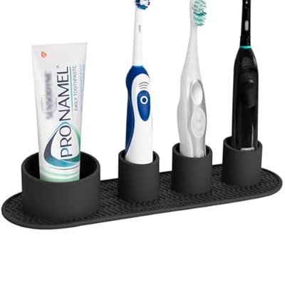 Soporte para Cepillo de Dientes eléctrico Linkidea Organizador para Cepillo de Dientes eléctrico de 4 Ranuras para encimera Compatible con Oral-B iO Serie Negro