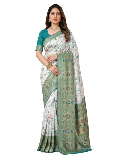 C J Enterprise Women's Pure Kanjivaram Silk Sarees Latest Banarasi Saree For Woman Soft Sari Party Design Wear Pattu Cotton With Blouse Piece Wedding Sadi Ladies 2026 collection (Morpankh Rama Green)