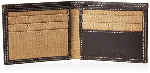 Timberland Pro Mens Canvas Leather Rfid Billfold With Back Id Window Wallet, Khaki, One Size Us #TOP4