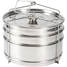 Stackable Stainless Steel Steamer Pots Set - 3 Tier Pans for 6QT Pressure Cookers, Dishwasher Safe Insert Cookware Instant Pot Accessories Stacking Pots for Steaming, Cooking, Serving