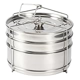 Stackable Stainless Steel Steamer Pots Set - 3 Tier Pans for 6QT Pressure Cookers, Dishwasher Safe Insert Cookware Instant Pot Accessories Stacking Pots for Steaming, Cooking, Serving