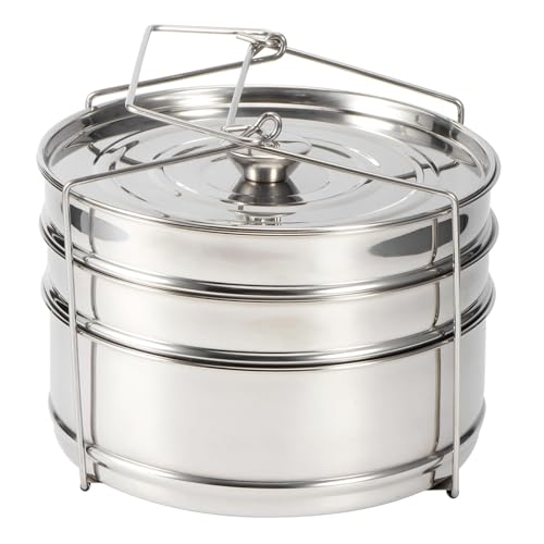 Stackable Stainless Steel Steamer Pots Set - 3 Tier Pans for 6QT Pressure Cookers, Dishwasher Safe Insert Cookware Instant Pot Accessories Stacking Pots for Steaming, Cooking, Serving