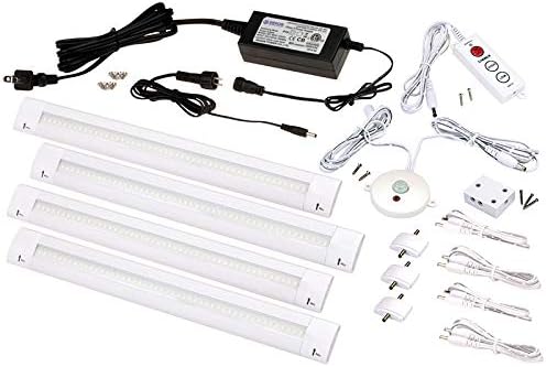 Ultimate Under Cabinet LED Light Kit - 4-12" Light Bars,120AC/12VDC Transformer, PIR Motion Control, Dimmer, Connectors