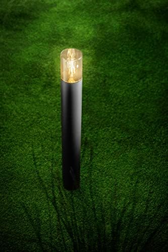 CGC Lighting Black Outdoor Post Bollard Light Weatherproof Tall Long Modern Outside Garden Patio Driveway Path Door Terrace Smoked Smoky Smoke Diffuser Anthracite (Black Tall Post Light)