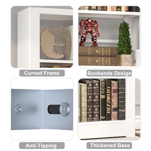 Image of VASAAOSD White Bookshelf, 5 Tier Tall Bookshelf, Metal Bookshelves and Bookcases with Adjustable Shelves, Large Bookshelf Open Display Shelves with for Study, Office, Corner (69 inch H)