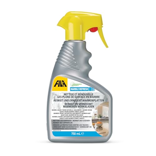 FILA Surface Care Solutions, MARBLE REFRESH, Spray Nettoyant Marbre Cuisine, Nettoie et Redonne du Lustre aux Plan en Pierre Naturelle e Plan de Travail Cuisine, Produit Entretien Marbre,750ml