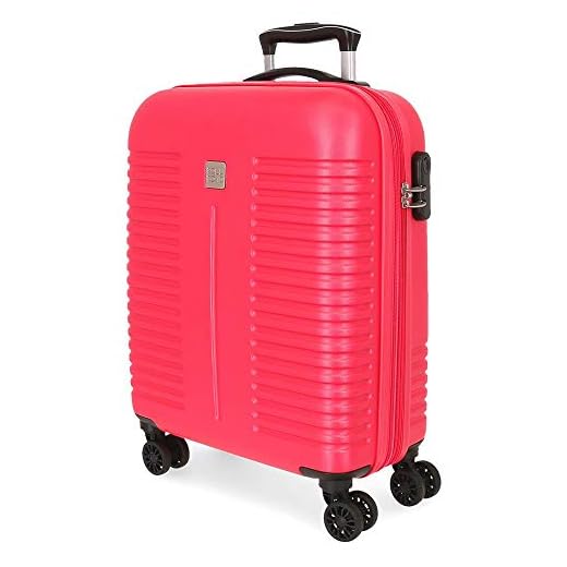 Roll Road India Maleta de Cabina Rosa 40x55x20 cms Rígida ABS Cierre combinación 37L 2,6Kgs 4 Ruedas Dobles Extensible Equipaje de Mano