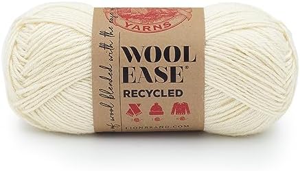 Lion Brand Yarn Wool-Ease Recycled, Yarn for Crochet, Cream, 1 Pack