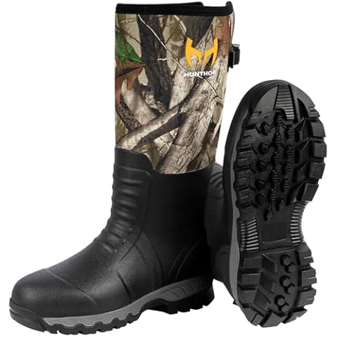 Hunthor Hunting Boots for Men, Snake Proof Rubber Waterproof Boots with Insulation and Steel Shank, 6.0mm Neoprene Warm Work Boot for Hunting, Climbing, Rain and Outdoor Size 11 Cover