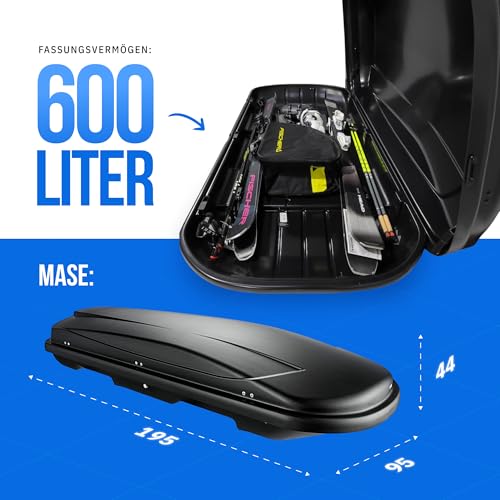 VDP Dachbox Xtreme 600 schwarz Dachkoffer 600 Liter Autokoffer abschließbar - 2