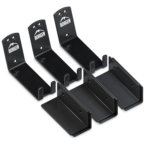Borgen Set Of 3 Adjustable Bike Wall Mounts - Horizontal Rack For E-Bikes, MTB, Road Bikes, Garage Storage