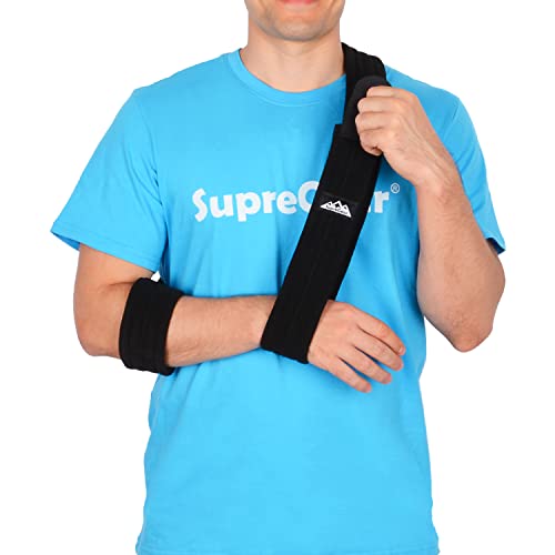 supregear Arm Sling, Adjustable Shoulder Brace Immobilizer Rotator Cuff Lightweight Swathe Support for Shoulder Injury, Broken/Fractured Bones for Left and Right Arm Men and Women (Black, M)