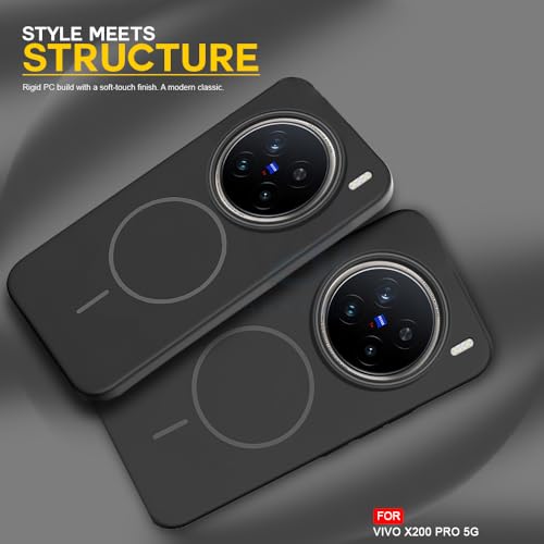 Image of AESTMO Shockproof Back Case Cover for Vivo X200 Pro 5G | Slim Hard Shell | Hard Back Cover for Vivo X200 Pro 5G (Compatible with MagSafe Accessories, Black)