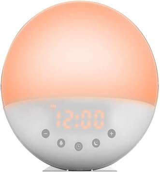 Alarm Clock with Sun Simulation FM Radio Nude Function Bedside Lamp Smart Alarm Clock Interior Clock Multi-Function Clock Sleep Goods