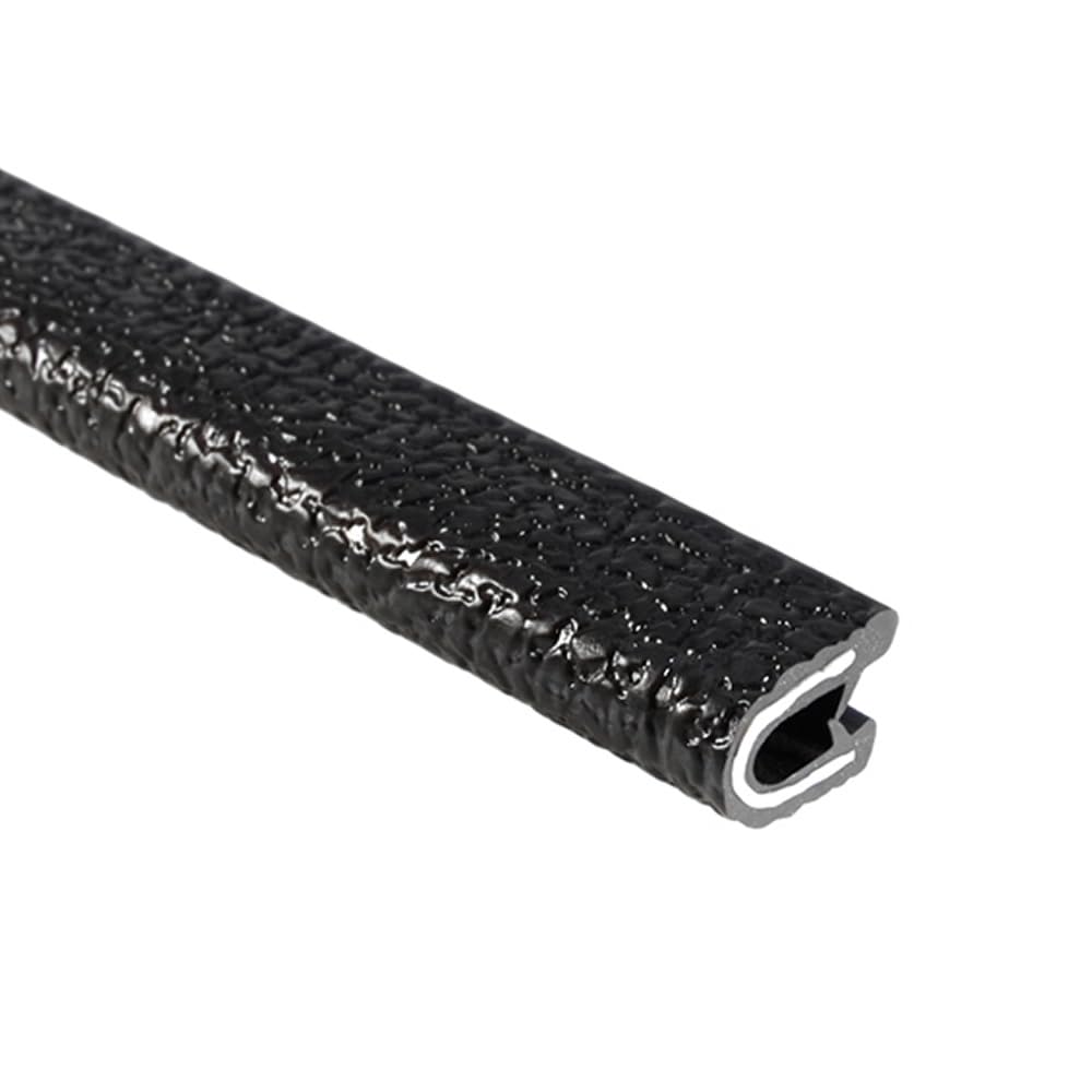 TRIM-LOK Edge Trim - Fits 1/8" Edge, 7/16” Leg Length, 25’ Length - Dual Gripping Fingers - Black, Pebble Texture - Flexible PVC Edge Protector