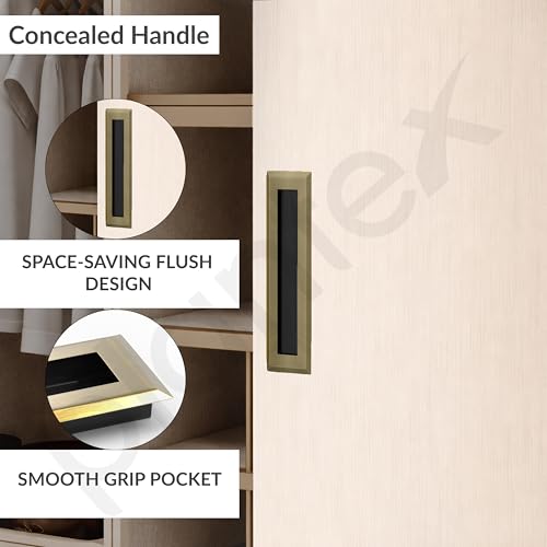 Image of Plantex Sliding Door Handle /Concealed Handle for Sliding Door /160mm Concealed Handle for Wardrobe /Kitchen Cabinet - Pack of 4 (Brass Antique)