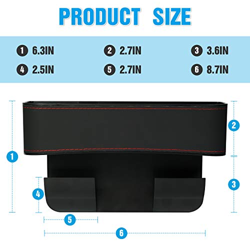 CHARMINER Car Seat Gap Filler, 2 PCS Driver\'s Side(Universal) Car Seat Gap Organizer, PU Leather Car Seat Storage with Cup Holder, Seat Console Side Box for Phones, Keys, Cards, Wallets(2 Car Hooks) - Thumbnail 7