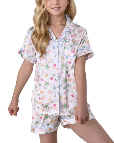 Ugly Girls Summer Outfit, Kids 2 Piece Button Down Monkey Beach Shorts Set Cute Animal Y2k Preppy Loungewear