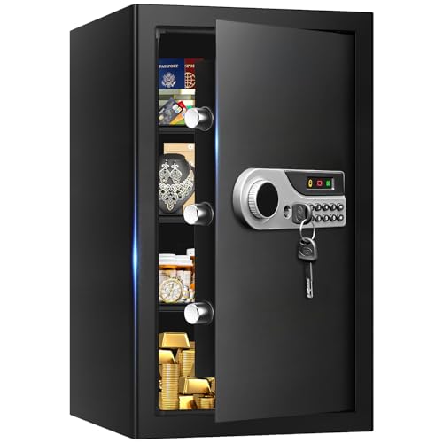 Fireproof Safe with Alarm Keys Shelves Waterproof