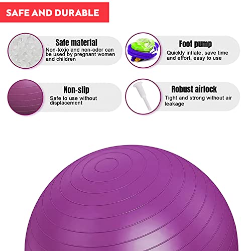 Image of FirstFit Extra Thick Exercise Yoga Ball, Fitness and Stability Ball to Improve Posture, Balance, Yoga, Pilates, Core, Fitness Exercise Training Balance Yoga Class Core(Size-65 CM, Pink)