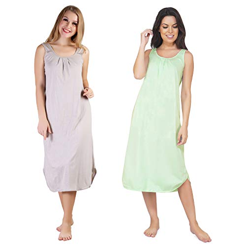 Image of BLAZON Women's Cotton Hosiery Solid Maxi Nighty Slip (Pack of 2) Available Sizes: S, M, L, XL, 2XL, 3XL, 4XL, 5XL