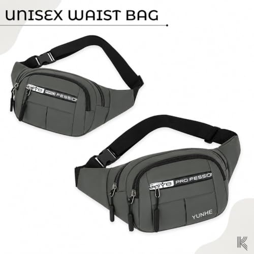 Image of Waist Bag for Man & Woman | Travel Handy Hiking Running Pouch with Zipper | Adjustable Strap Fanny Pack for Documents Money Card Phone Earphone (Green)