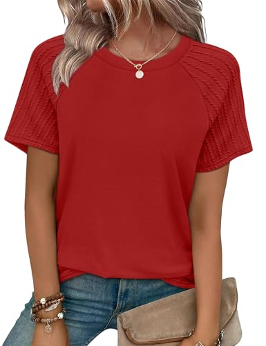 WIHOLL Plus Size Women Blouses Dressy Casual Spring Fashion Clothing 2026 Fashion Clothing Maternity Clothes Red XL