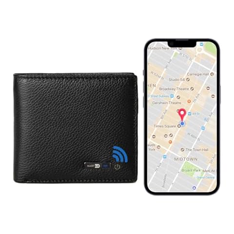 SMART CC Electronic Finder Anti-Lost Bluetooth Wallet Tracker, Mens Wallet with GPS Position Locator & Finder (Carbon Black) (Black) Cover