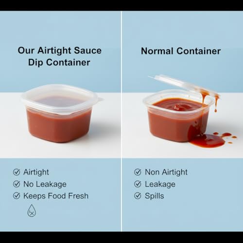 Image of Plastic air Tight Sauce Dip Container 50ml x25pcs Pack. Transparent Dip with Lid Ideal for Chutney, Sweets, Rayta Etc.
