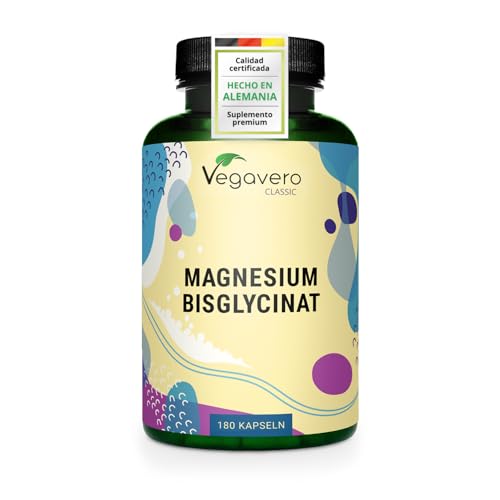 Bisglicinato de Magnesio | 400 mg de Magnesio Elemental Dosis Diaria| 180 Cápsulas | Alta Absorción y Biodisponibilidad | Reduce Fatiga | Sin Aditivos & Vegano | Vegavero