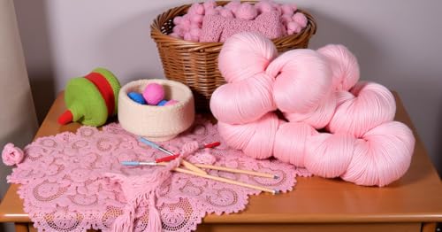 Image of Brilon Pink (500 gm) Wool Hank Hand Knitting Wool /Art Craft Soft Fingering Crochet Hook Yarn, Needle Knitting Yarn Thread dye SM-V