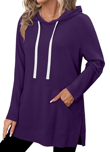 KISSMODA Women Hoodies Dress Long Sweatshirts Dress Raglan Sleeves Oversized Sweatshirts with Pocket 2025 Fall Winter Trendy