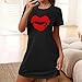 Hnodov Fashion Pjs Plus Size Nightgowns for Women Cute Printed Sleepwear Round Neck Short Sleeve Night Gown Dresses Sleep Shirts, Black,XX-Large