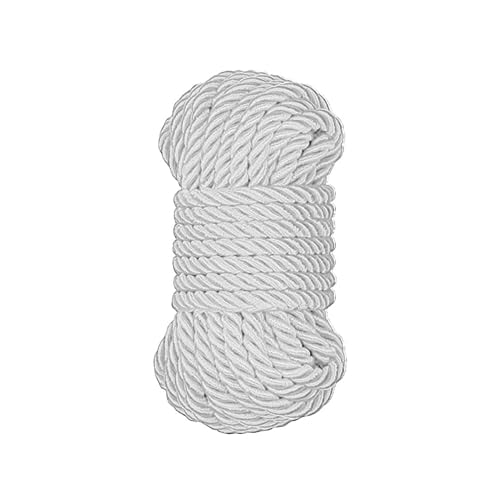 Braided Nylon Silk Ropes - Extra Strength Durable and Soft Thick Multi-Purpose Length 32ft with 8mm Diameter – Pack of 1 Rope (White)