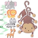 VICASKY 10個 ジャングルテーマ動物吊り下げ渦巻き飾り 天井窓玄関対応パーティーデコレーション ベビーシャワー向け 素材使用