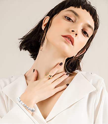 Casdan 12 Pcs 8Mm Semi-Precious Gemstone Bracelet Healing Crystal Stone Stretch Bracelets For Women Men Round Beaded Elastic Bracelets #TOP2