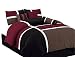 Chezmoi Collection 7-Piece Quilted Patchwork Comforter Set, Burgundy/Brown/Black, King